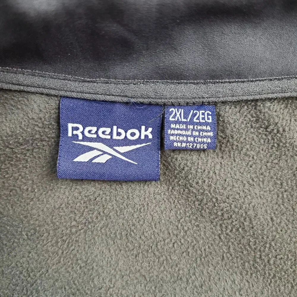 Reebok Men's 2XL Gray Hybrid Fleece Jacket Full Zip Softshell Colorblock Outdoor
